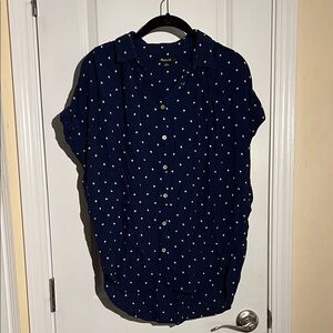 Madewell Navy and Cream Polka Dot Shirt
